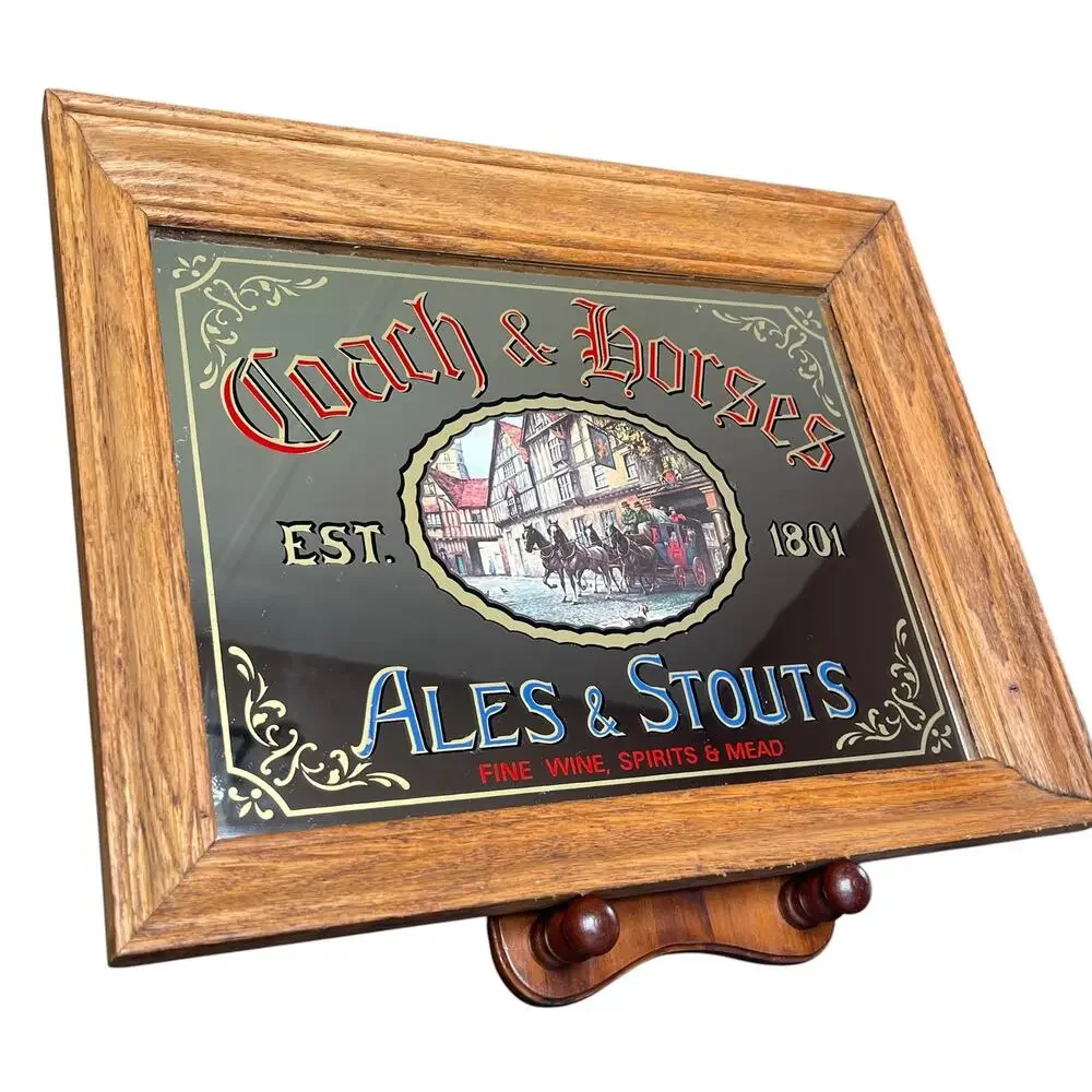 Vintage Coach & Horses Pub Mirror Ales & Stouts English Tavern Bar Decor